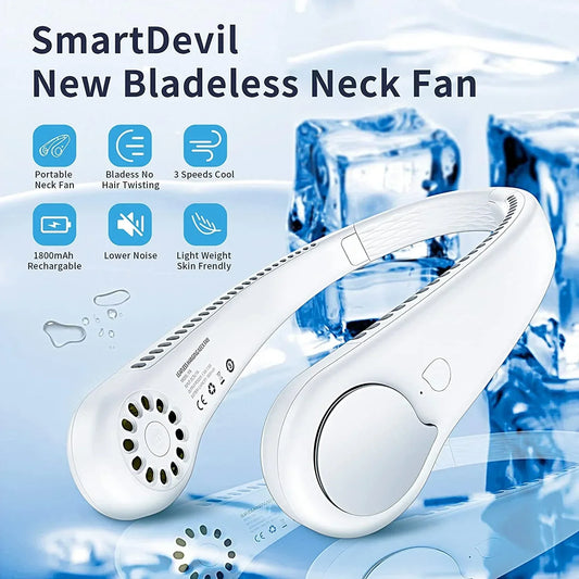 Bladeless Portable Neck Fan – Rechargeable 3-Speed Personal Cooler