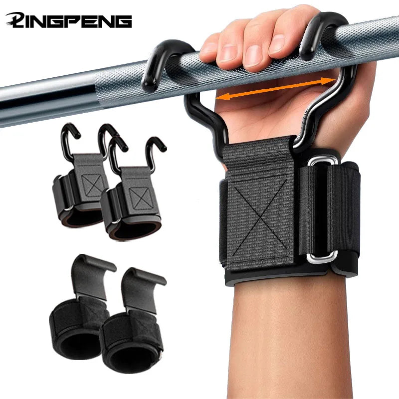 Heavy-Duty Weight Lifting Hooks – Adjustable Wrist Support & Non-Slip Training Grips VIP