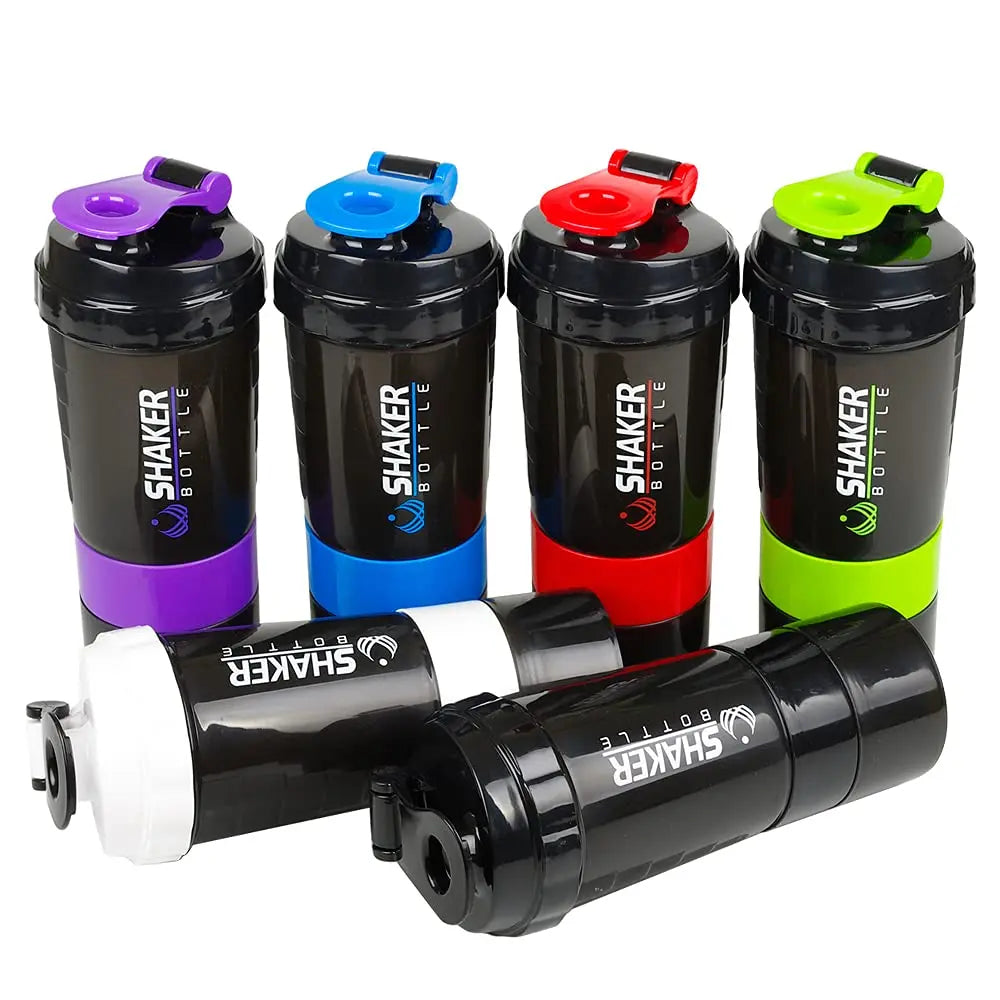 3-in-1 Stackable Protein Shaker – 20oz Bottle with Supplement Storage VIP