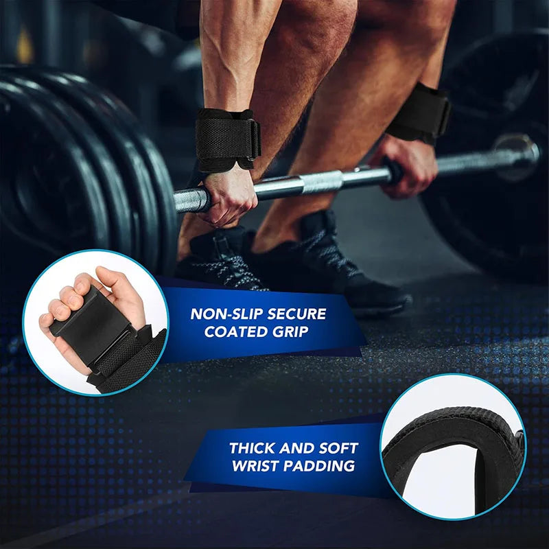 Heavy-Duty Weight Lifting Hooks – Adjustable Wrist Support & Non-Slip Training Grips VIP