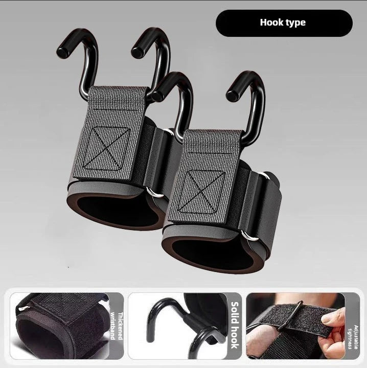 Heavy-Duty Weight Lifting Hooks – Adjustable Wrist Support & Non-Slip Training Grips VIP