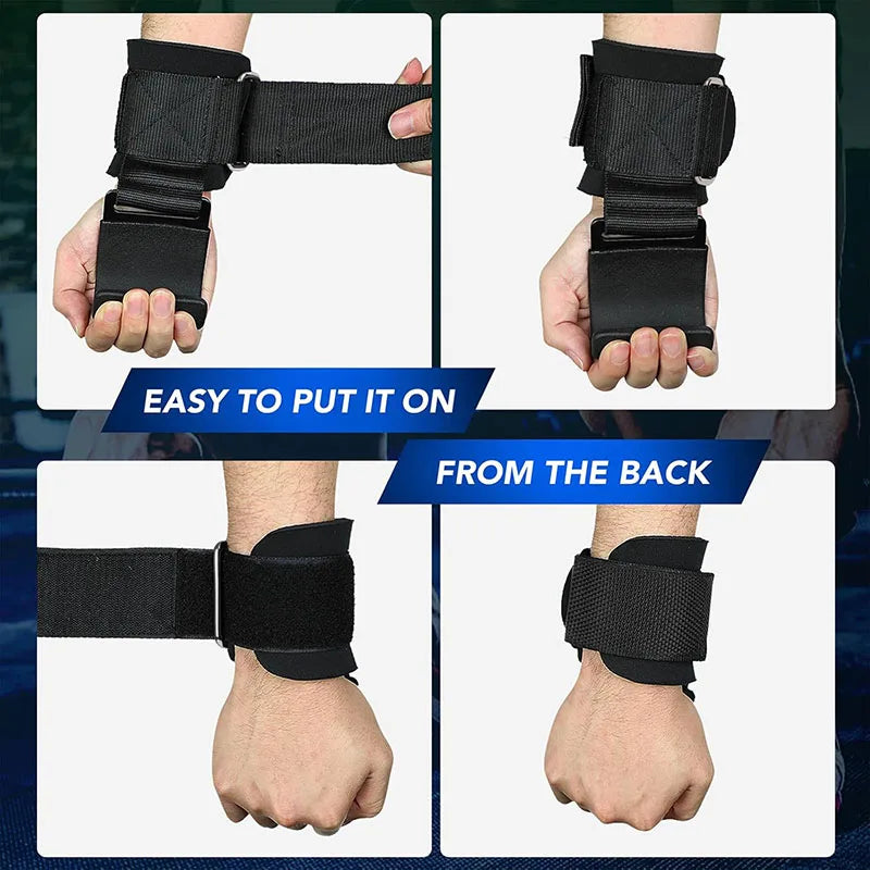 Heavy-Duty Weight Lifting Hooks – Adjustable Wrist Support & Non-Slip Training Grips VIP