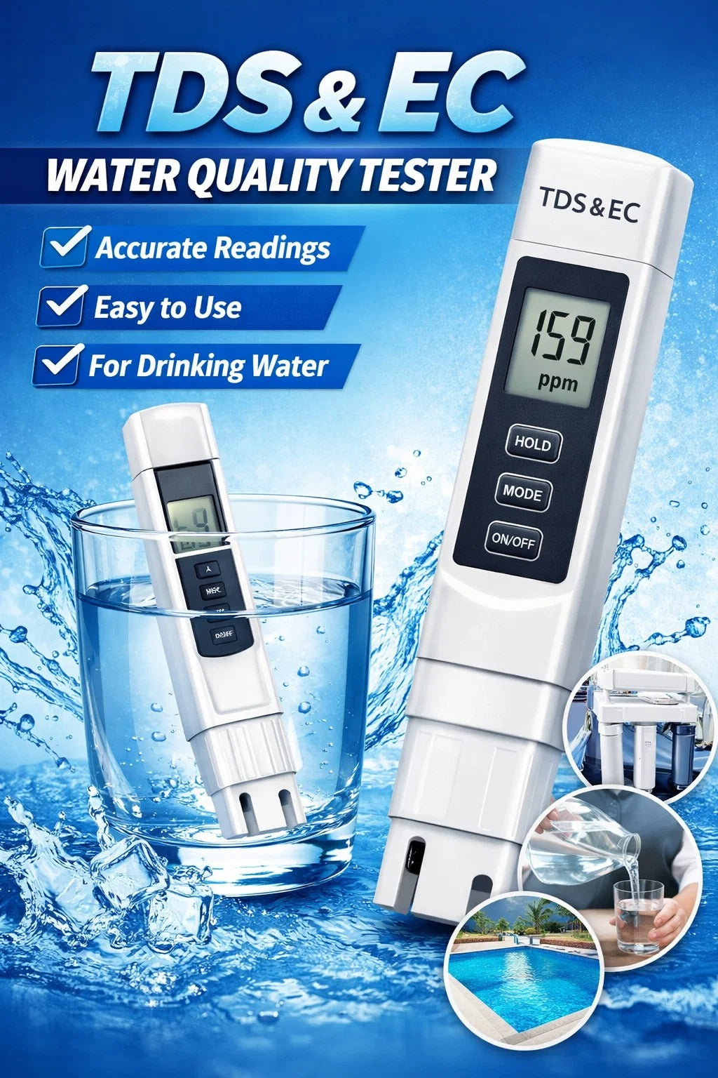 Digital TDS Meter – Portable Water Quality & Temperature Monitor VIP