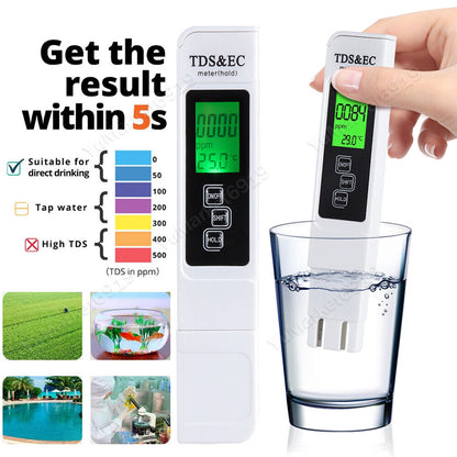 Digital TDS Meter – Portable Water Quality & Temperature Monitor VIP